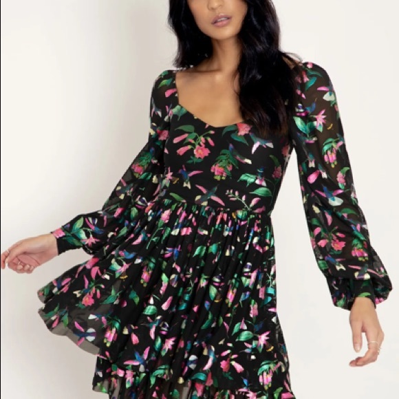 L Blackmilk Limited Wild Hummingbird Sweet Tier Dress - Picture 3 of 4
